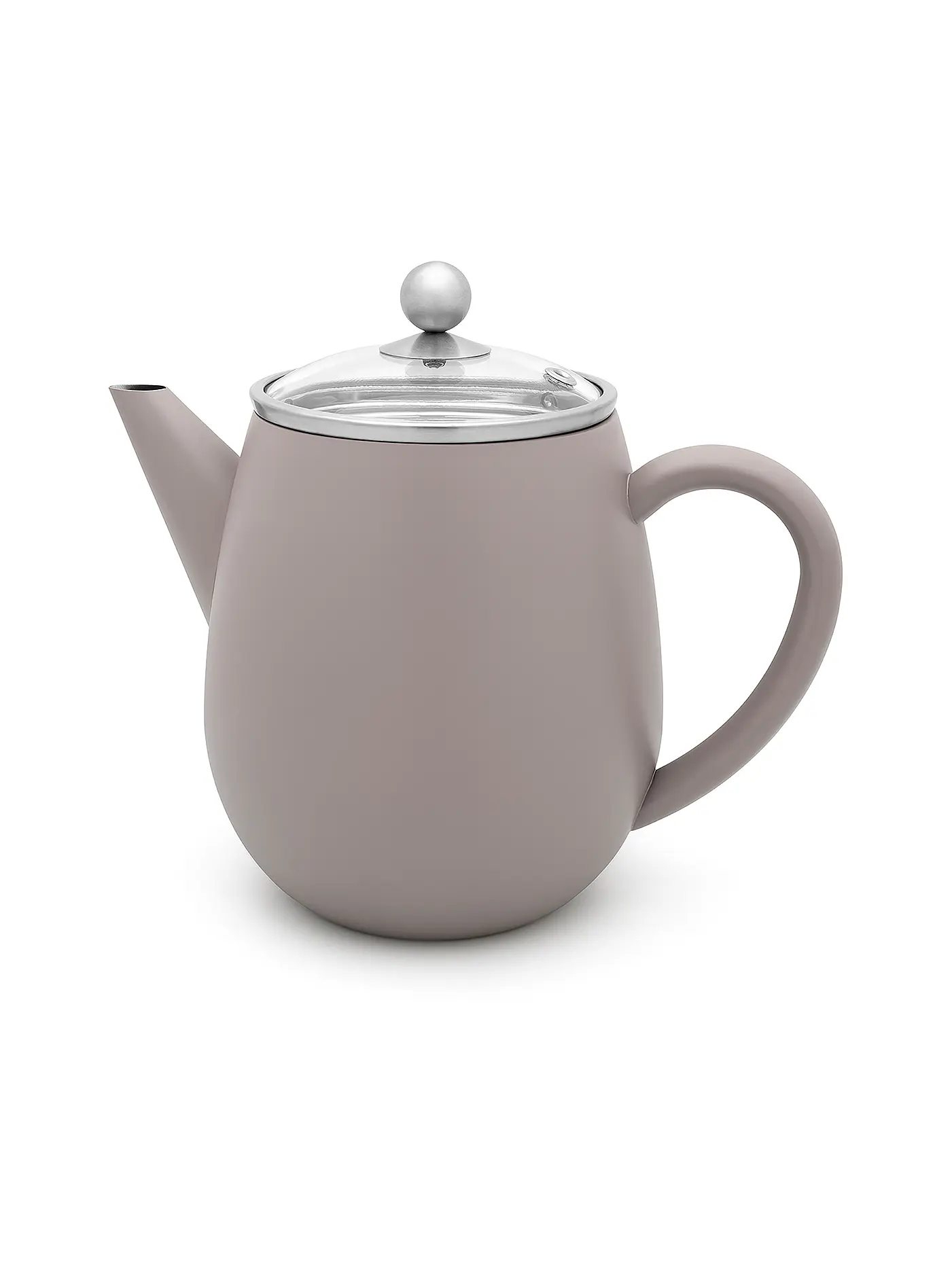 BREDEMEIJER | Teekanne Duet® Eva 1,1L doppelwandig Schwarz/Glas | hellgrau